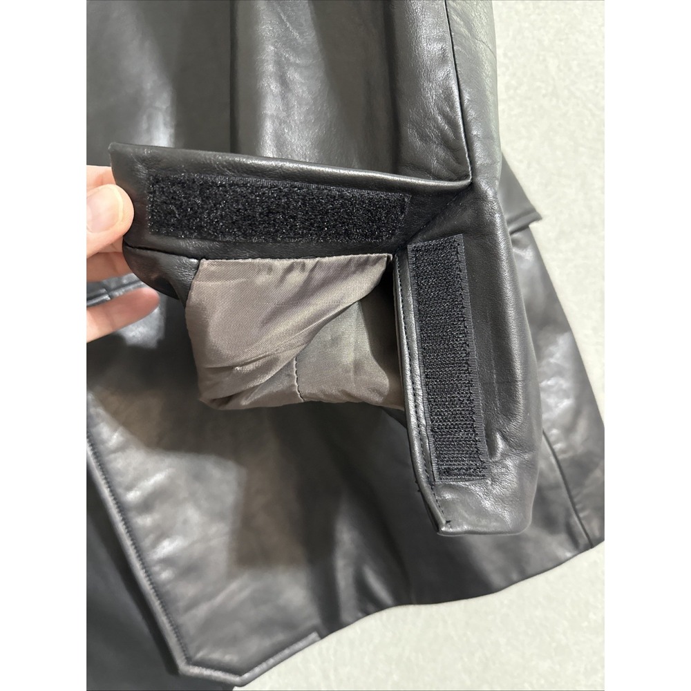 Vtg Mens Leather Coat Banana Republic Black L  Jacket Blazer Rockabilly Y2K Soft - Picture 2 of 16